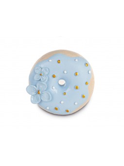 MAGNETE DONUT AZZURRO CON FIORI 29389M