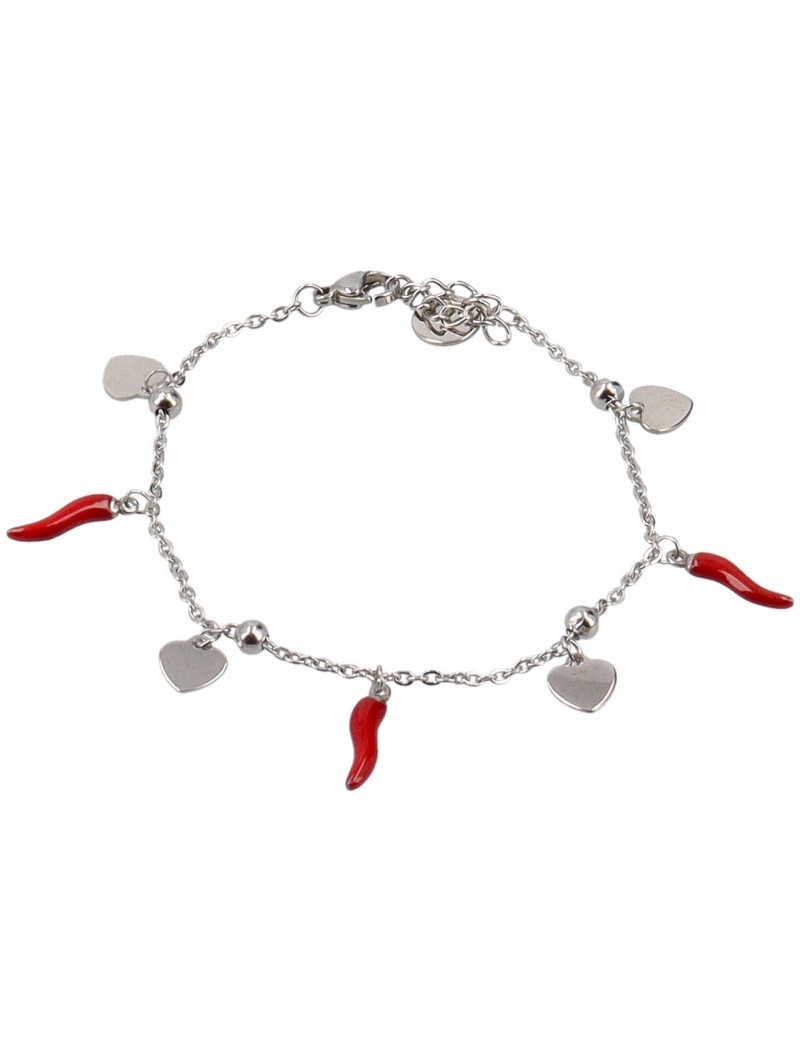 BRACCIALE ACCIAIO CON CHARME CORNO E C