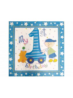 TOVAGLIOLI 1 COMPLEANNO AZZ.33x33cm 20pz. 62603