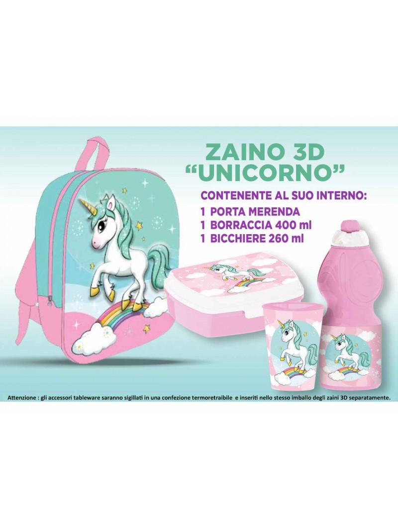 UNICORNO ZAINETTO 3D 30CM CON VP1489UN