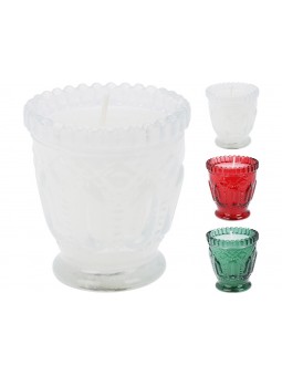 VASO VETRO 7CM C/CANDELA 3ASS AC7100060