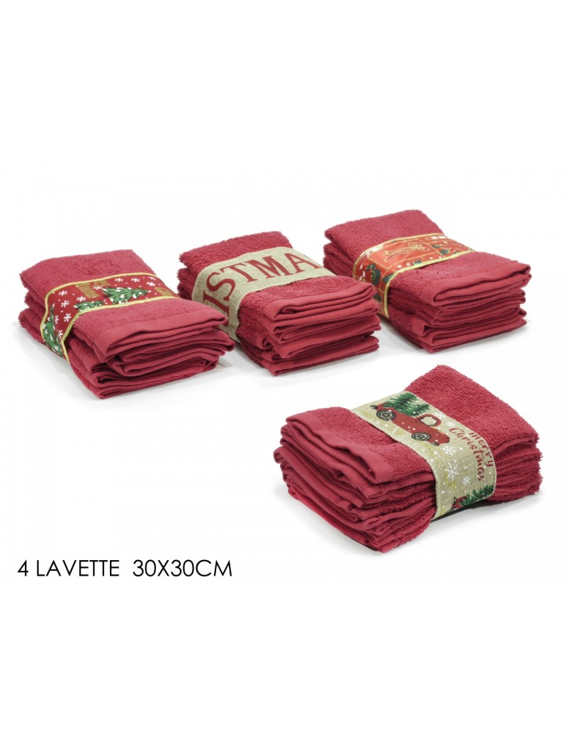 LAVETTE 30X30CM ROSSO 4PZ 4 ASS. 441750