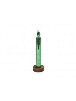 CANDELA VETRO 8X30CM LED VERDE 139655