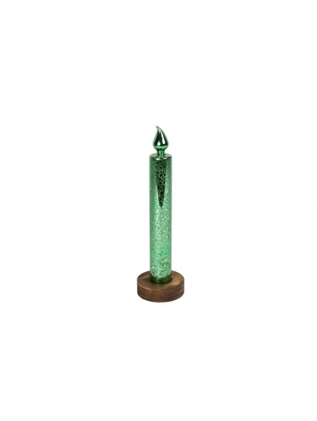 CANDELA VETRO 8X30CM LED VERDE 139655