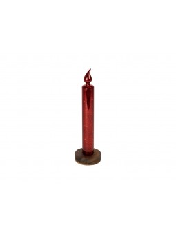 CANDELA VETRO 8X30CM LED ROSSA 139656