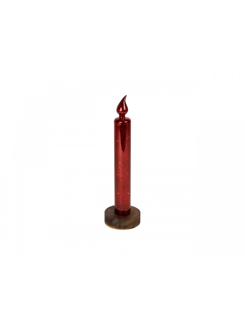 CANDELA VETRO 8X30CM LED ROSSA 139656