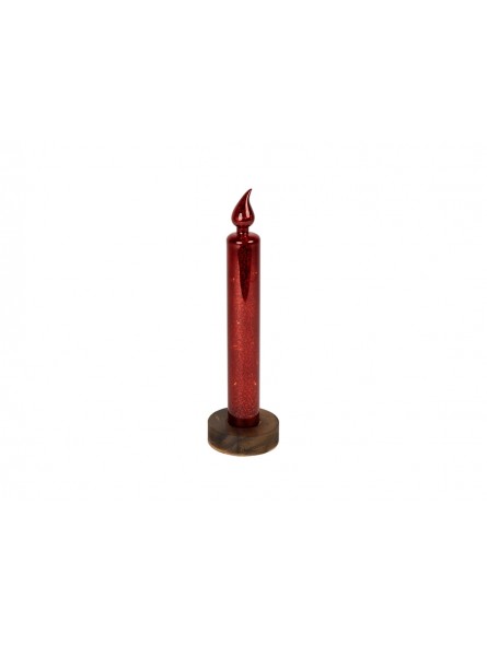 CANDELA VETRO 8X30CM LED ROSSA 139656