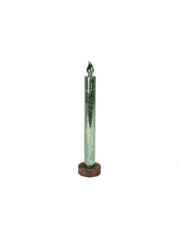 CANDELA VETRO 8X40CM LED VERDE 139658