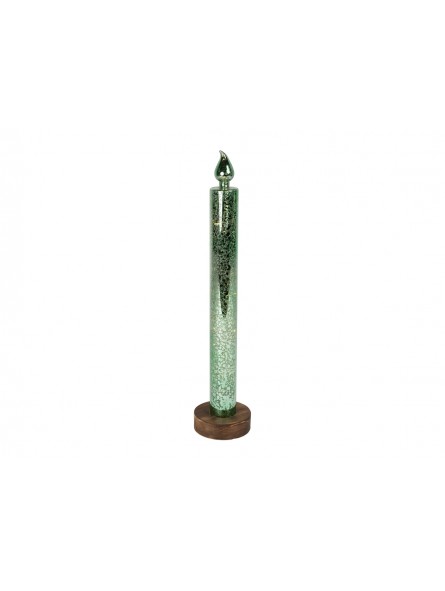 CANDELA VETRO 8X40CM LED VERDE 139658