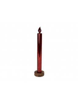 CANDELA VETRO 8X40CM LED ROSSA 139659