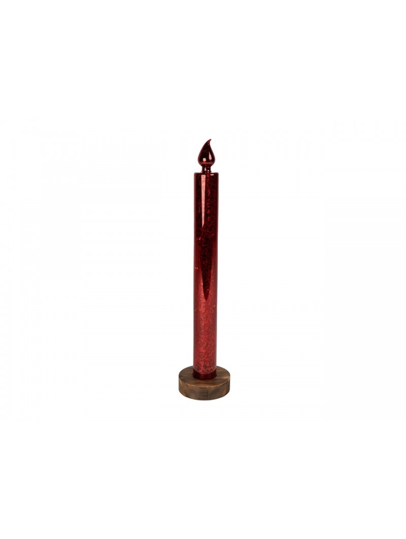 CANDELA VETRO 8X40CM LED ROSSA 139659