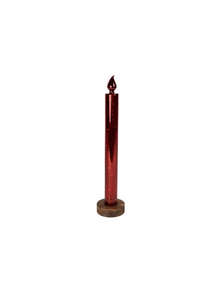 CANDELA VETRO 8X40CM LED ROSSA 139659