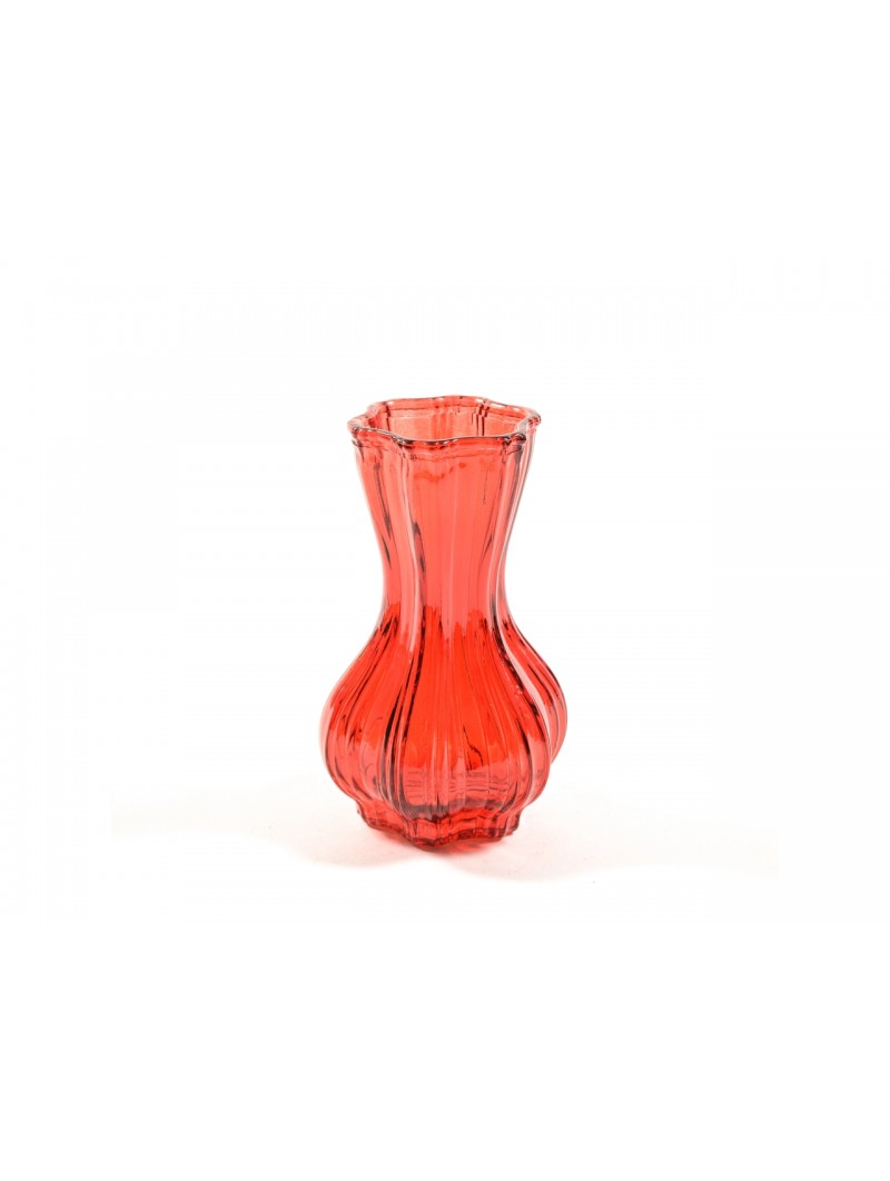 VASO ROSSO IN VETRO 8X15CM 46875