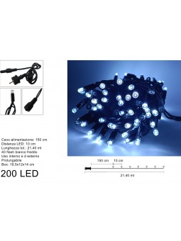 CATENA 200LED B.FREDDO PROL.F.NERO C/FL.